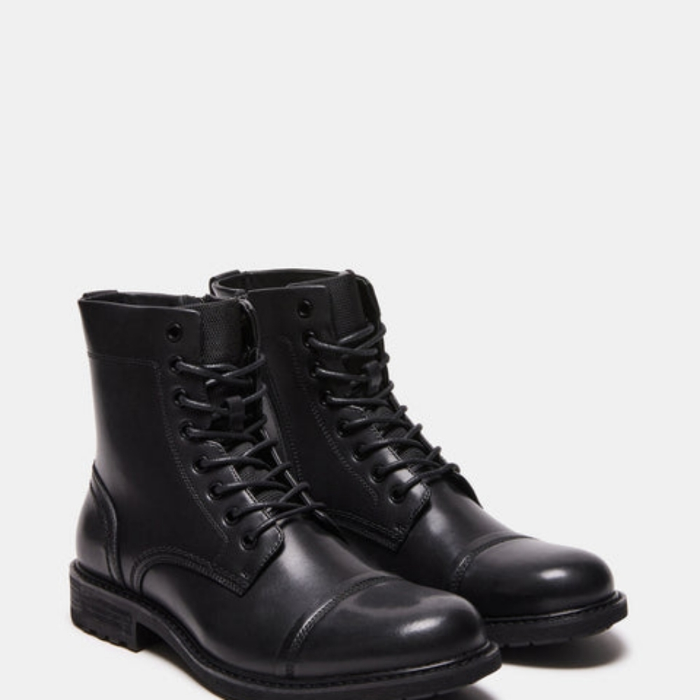 Camdem Black Leather Combat Boots